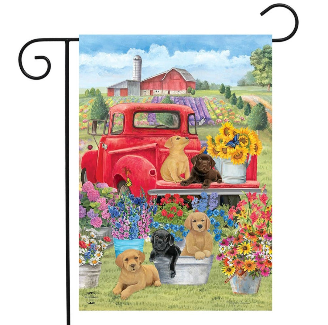 Spring Day Puppies Garden Flag